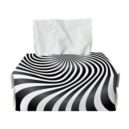 Black And White Illusory Motion Print Rectangle Tissue Box Cover