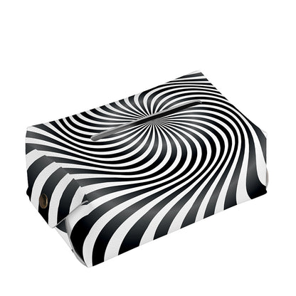 Black And White Illusory Motion Print Rectangle Tissue Box Cover