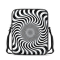 Black And White Illusory Motion Print Rectangular Crossbody Bag
