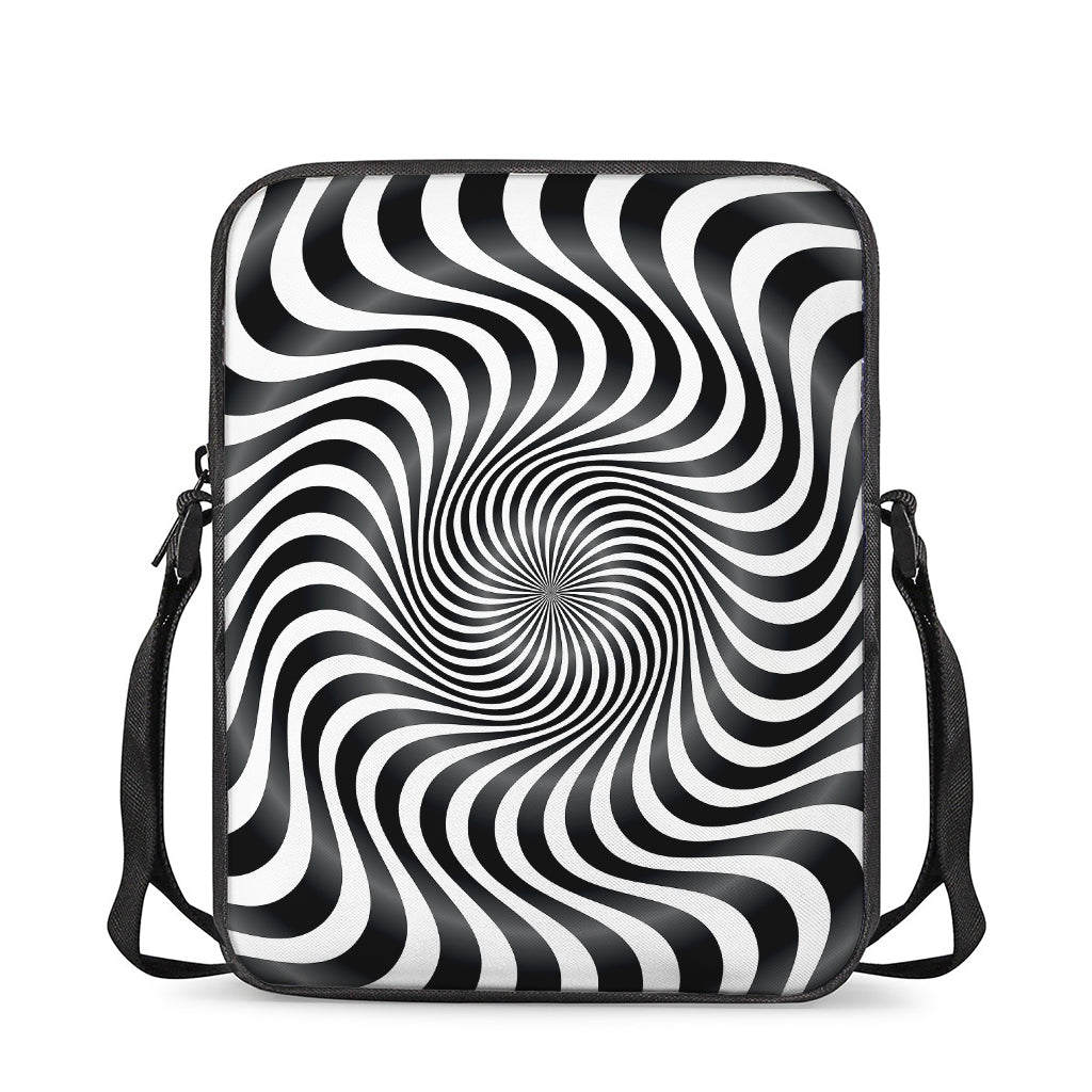 Black And White Illusory Motion Print Rectangular Crossbody Bag
