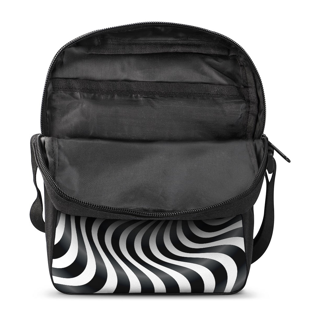 Black And White Illusory Motion Print Rectangular Crossbody Bag