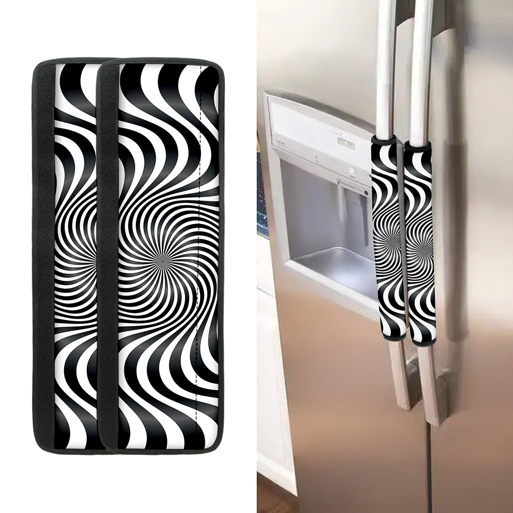 Black And White Illusory Motion Print Refrigerator Handle Covers