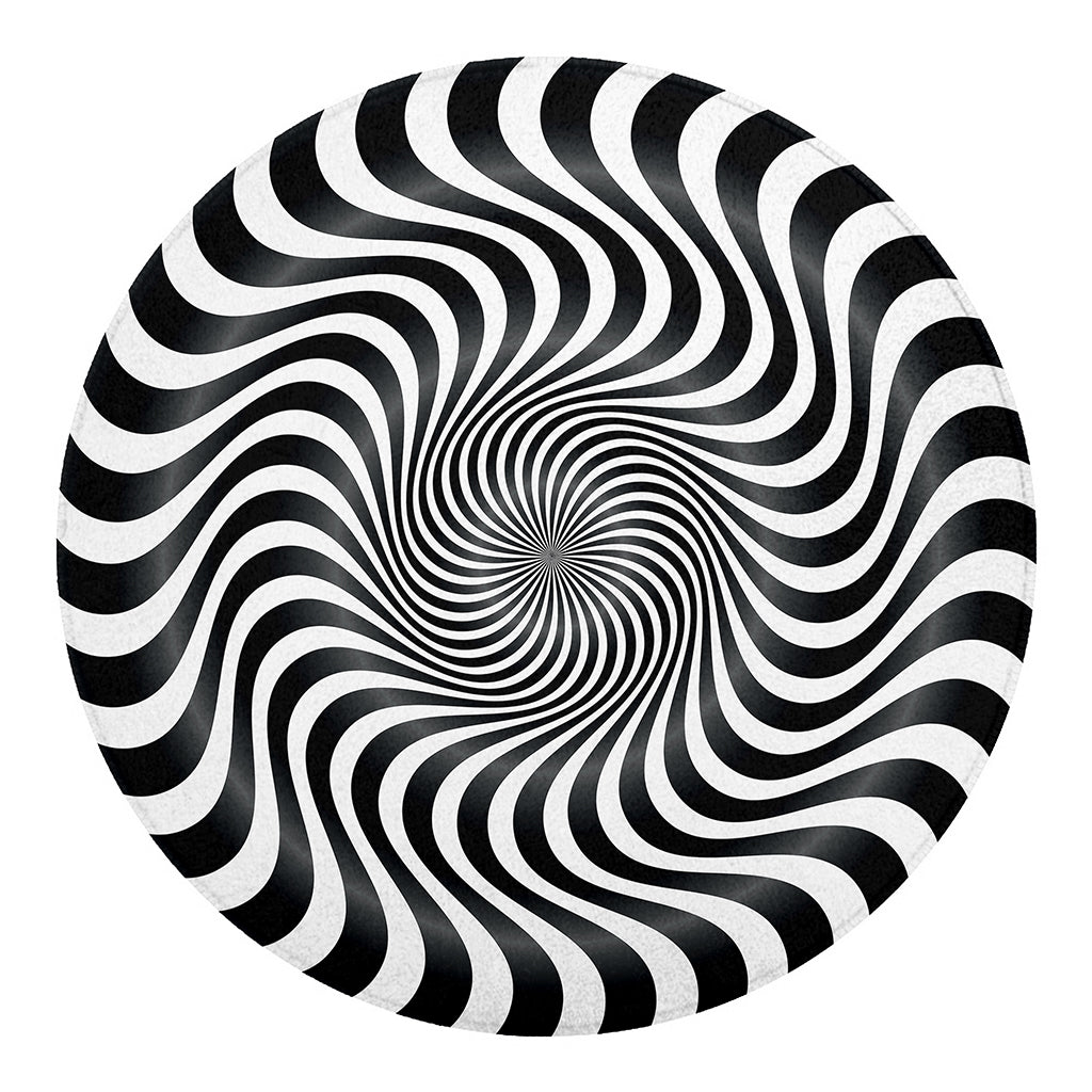 Black And White Illusory Motion Print Round Blanket