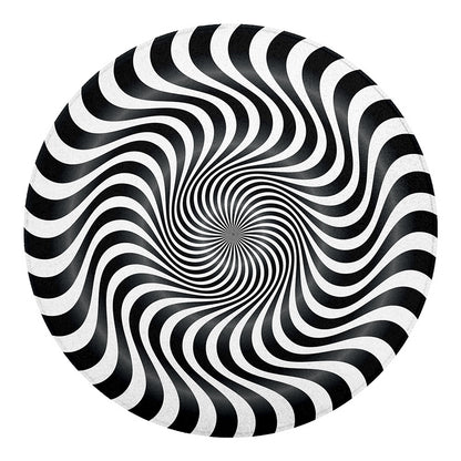 Black And White Illusory Motion Print Round Blanket