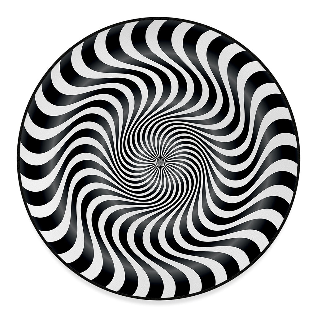 Black And White Illusory Motion Print Round Floor Mat
