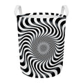 Black And White Illusory Motion Print Round Laundry Basket