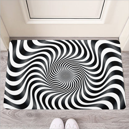 Black And White Illusory Motion Print Rubber Doormat