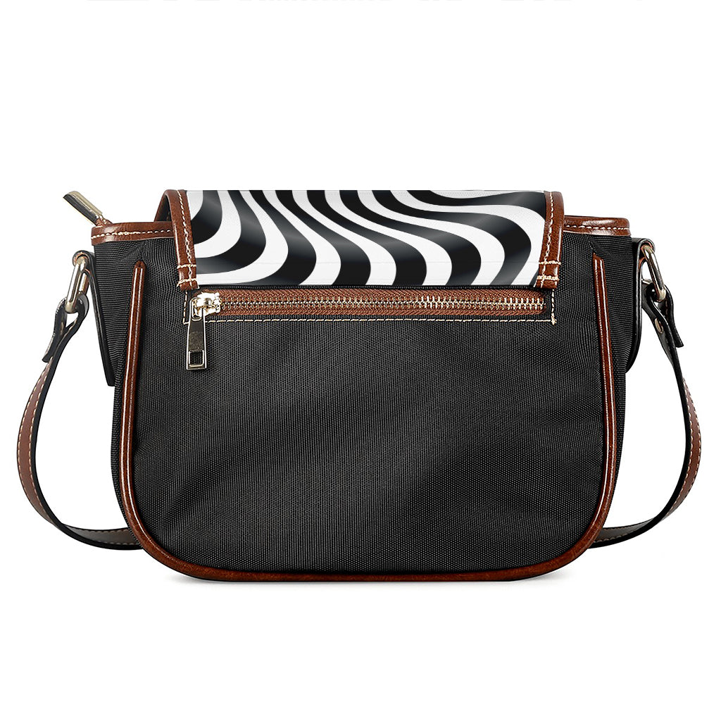 Black And White Illusory Motion Print Saddle Bag