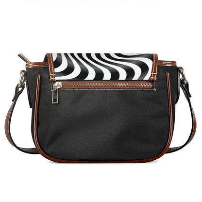 Black And White Illusory Motion Print Saddle Bag