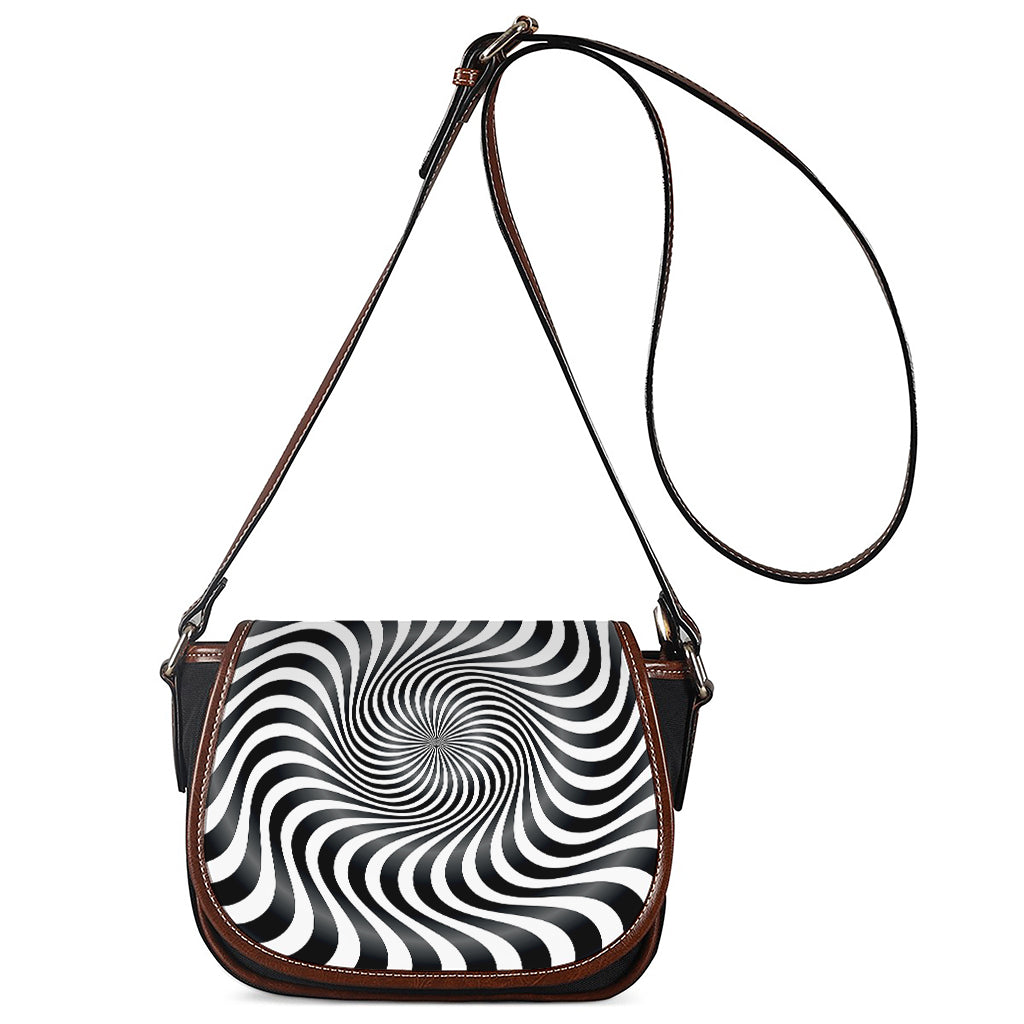 Black And White Illusory Motion Print Saddle Bag
