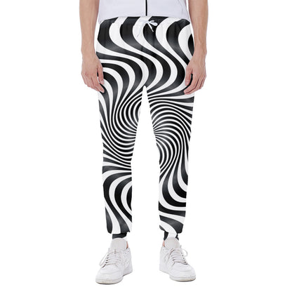 Black And White Illusory Motion Print Scuba Joggers