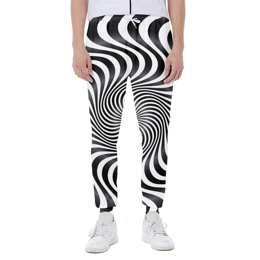 Black And White Illusory Motion Print Scuba Joggers