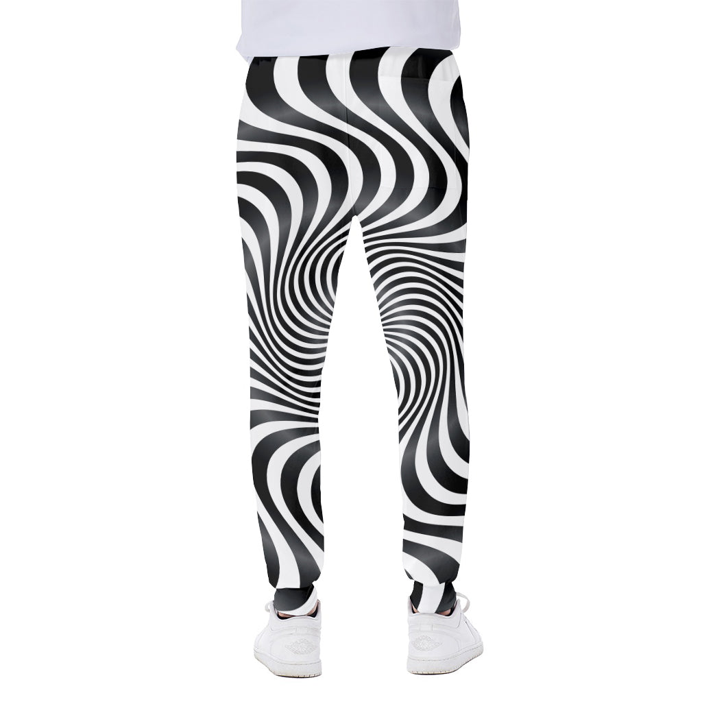 Black And White Illusory Motion Print Scuba Joggers