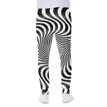 Black And White Illusory Motion Print Scuba Joggers