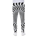 Black And White Illusory Motion Print Scuba Joggers