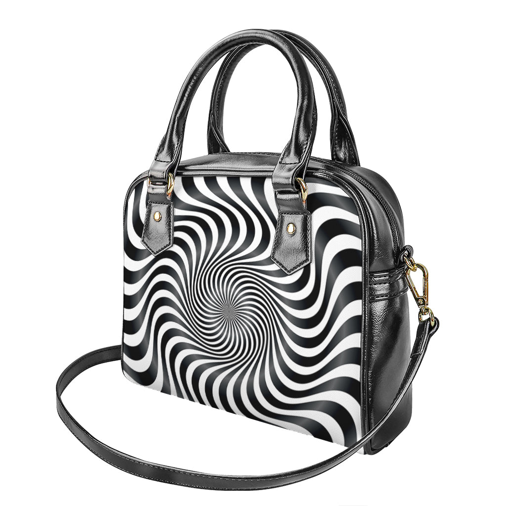 Black And White Illusory Motion Print Shoulder Handbag