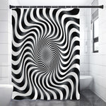 Black And White Illusory Motion Print Shower Curtain