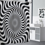 Black And White Illusory Motion Print Shower Curtain