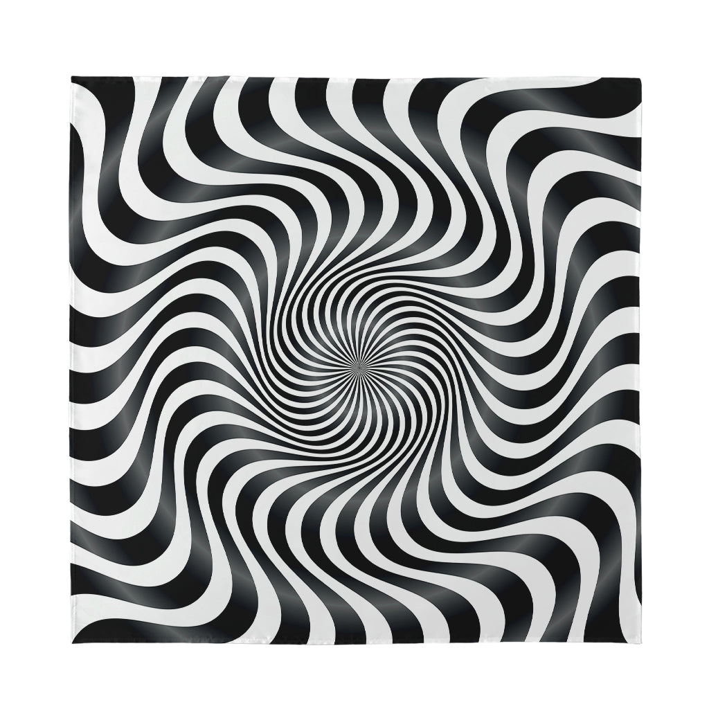 Black And White Illusory Motion Print Silk Bandana