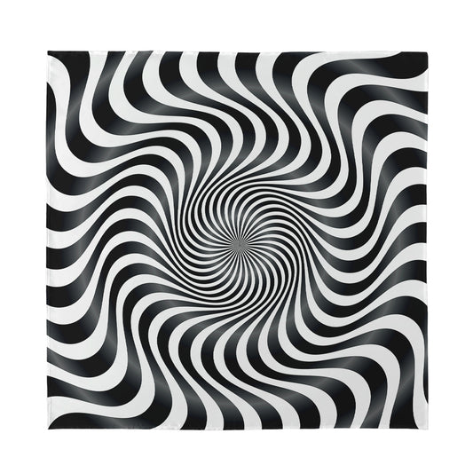 Black And White Illusory Motion Print Silk Bandana
