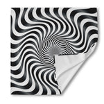 Black And White Illusory Motion Print Silk Bandana