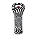 Black And White Illusory Motion Print Single Neoprene Wine Tote