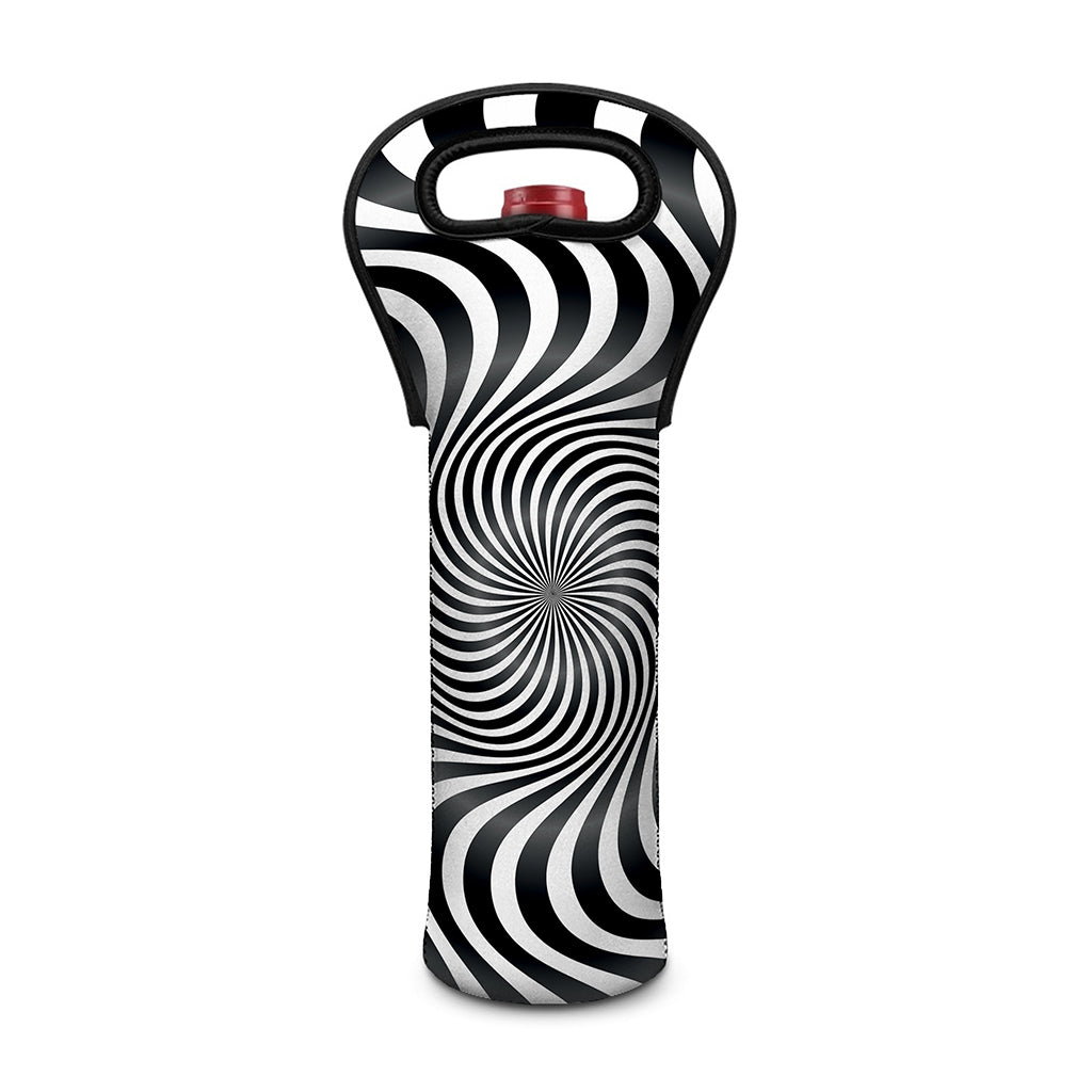 Black And White Illusory Motion Print Single Neoprene Wine Tote