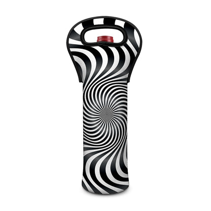 Black And White Illusory Motion Print Single Neoprene Wine Tote