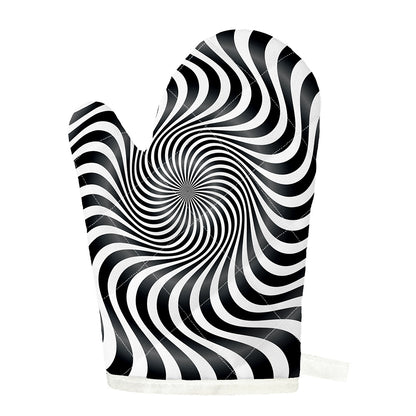 Black And White Illusory Motion Print Single Oven Mitt