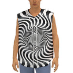 Black And White Illusory Motion Print Sleeveless Baseball Jersey