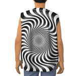 Black And White Illusory Motion Print Sleeveless Baseball Jersey