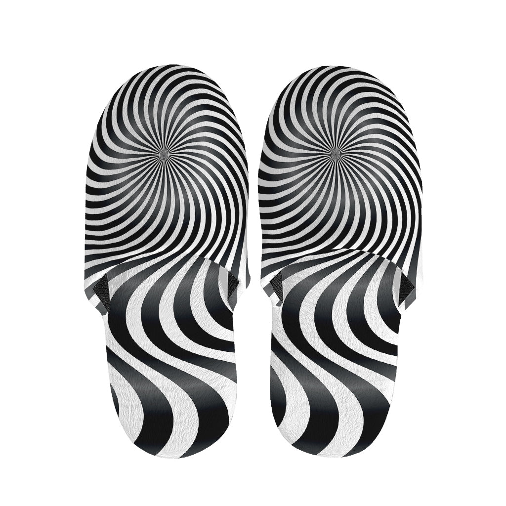 Black And White Illusory Motion Print Slippers