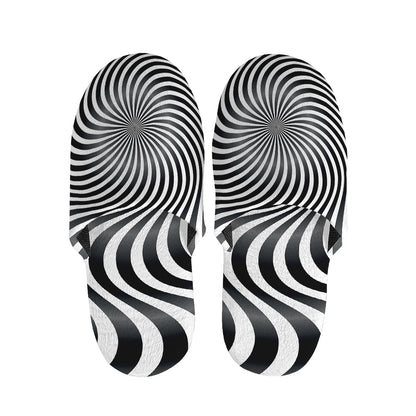 Black And White Illusory Motion Print Slippers