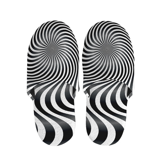Black And White Illusory Motion Print Slippers