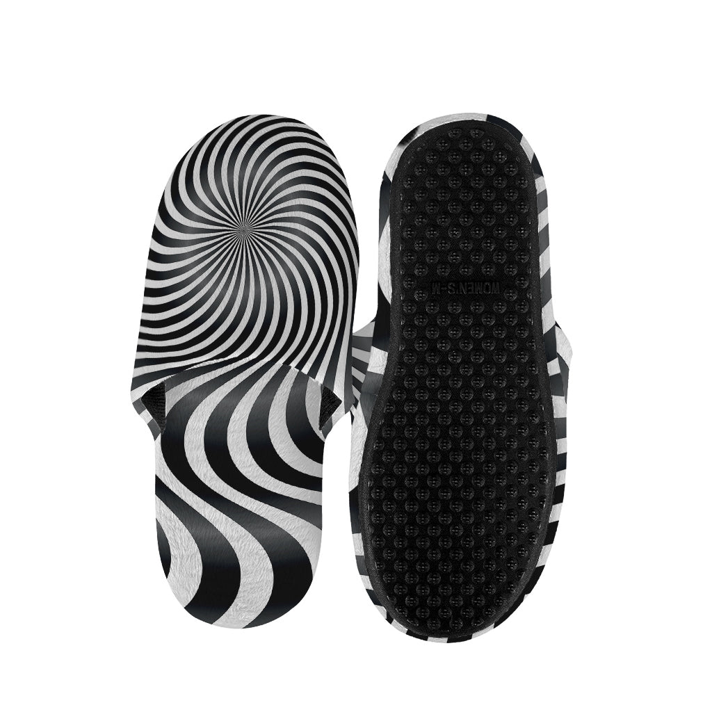 Black And White Illusory Motion Print Slippers