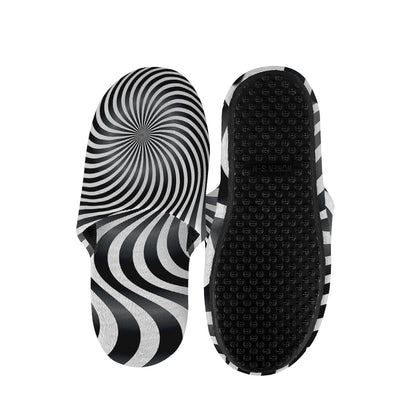 Black And White Illusory Motion Print Slippers