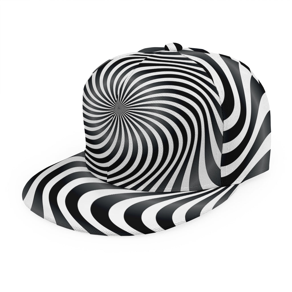 Black And White Illusory Motion Print Snapback Cap