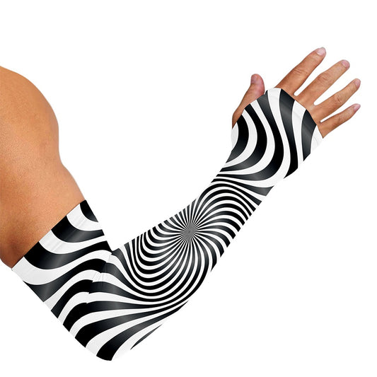 Black And White Illusory Motion Print Sun Protection Arm Sleeves