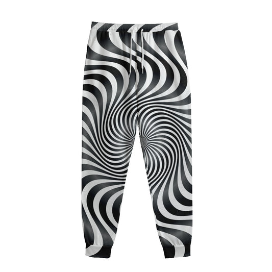 Black And White Illusory Motion Print Sweatpants