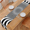 Black And White Illusory Motion Print Table Runner