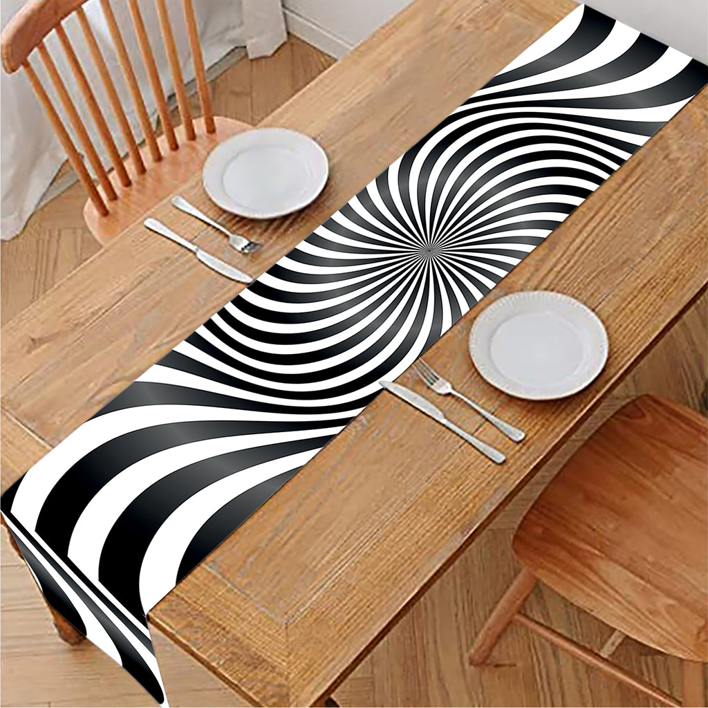 Black And White Illusory Motion Print Table Runner