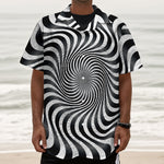 Black And White Illusory Motion Print Textured Short Sleeve Shirt