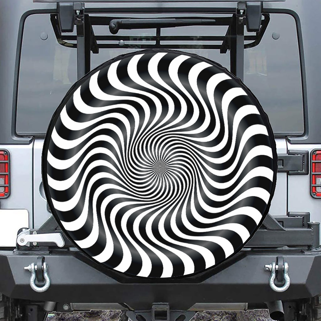 Black And White Illusory Motion Print Tire Cover