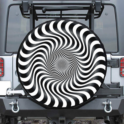 Black And White Illusory Motion Print Tire Cover