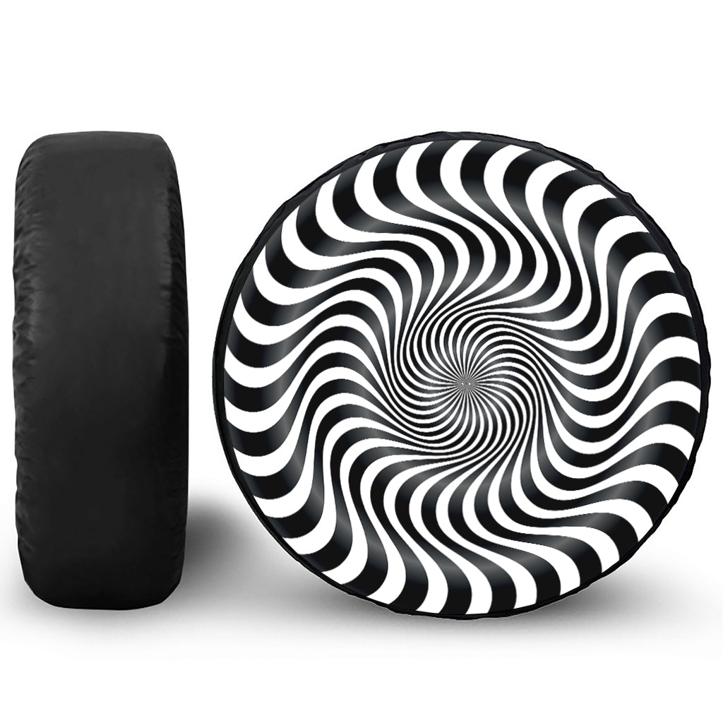 Black And White Illusory Motion Print Tire Cover