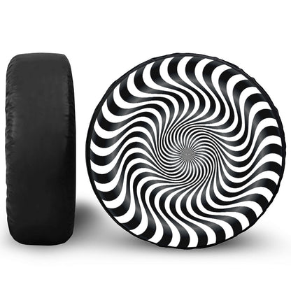 Black And White Illusory Motion Print Tire Cover