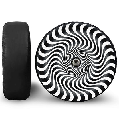 Black And White Illusory Motion Print Tire Cover With Camera Hole