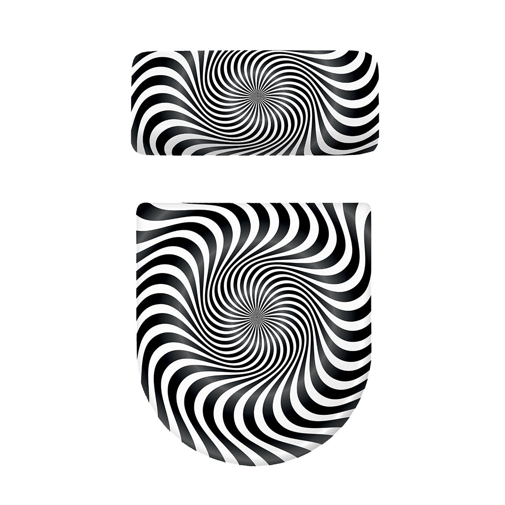 Black And White Illusory Motion Print Toilet Lid And Tank Cover Set
