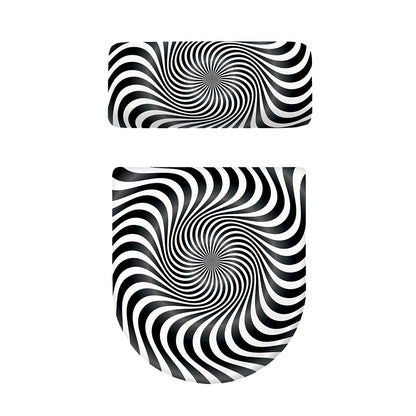 Black And White Illusory Motion Print Toilet Lid And Tank Cover Set