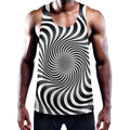 Black And White Illusory Motion Print Men's Workout Tank Top